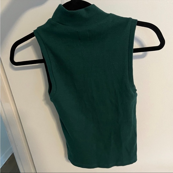 Mockneck mock high neck green teal turtleneck top sleeveless - Picture 7 of 7